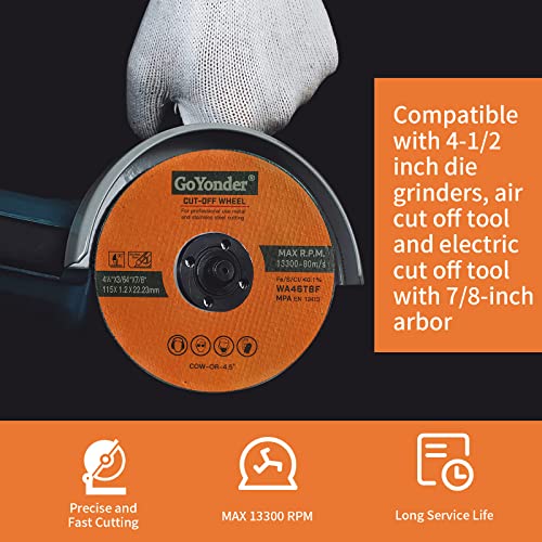 GoYonder 10 Pack 4.5" Cutting Wheel for Metal, Stainless, Steel 4-1/2" x 0.045 x 7/8-Inch Ultra Thin Cut-Off Wheel for Angle Grinders