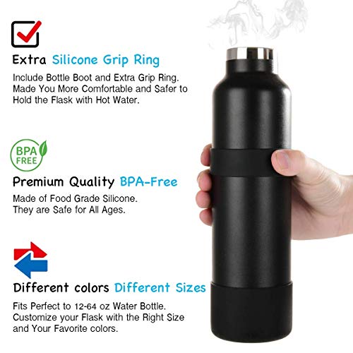 Water Bottle Boot - Dual Protective Silicone Sleeve for 12oz Black