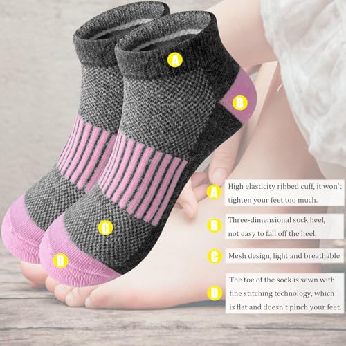 Girls Athletic Ankle Socks 12 Pairs, Black & Grey, 10-14 Years, Low Cut Casual Sportswear