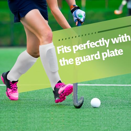 Unisex White Field Hockey Shin Guard Sleeves - 3 Pairs, Breathable & Durable