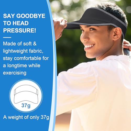Sports Sun Visor Hat for Men & Women - Lightweight Quick-Dry - Black