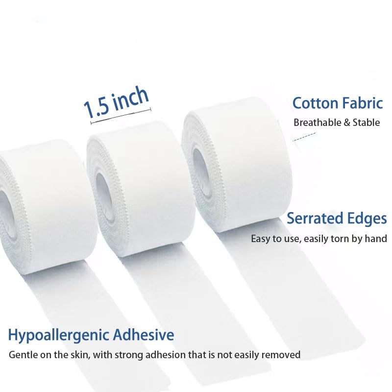 Athletic Tape - White Sports Tape 1.5 Inch x 30 Feet, 3 Rolls