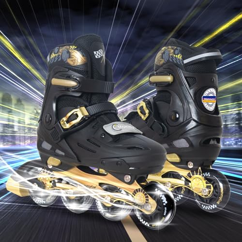 Adjustable Inline Skates for Kids - Golden, Large (4-7 US)
