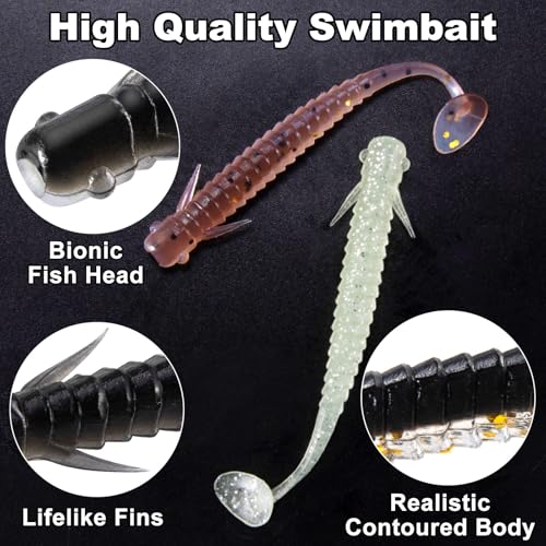 3'' Soft Plastic Swimbait Fishing Lure - 10 Pack - Pearl