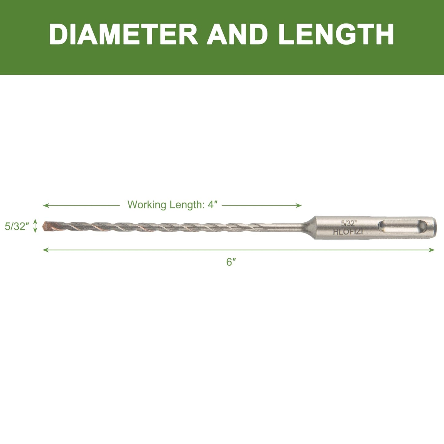HLOFIZI 5/32" x 6” Masonry Drill Bits (12 Pack) SDS Plus Hammer Drill Bits for Concrete, Birck, Block