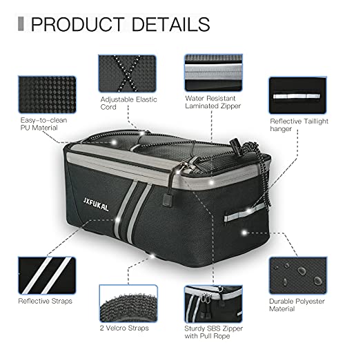 Waterproof Bicycle Rear Rack Bag with Rain Cover - 7L