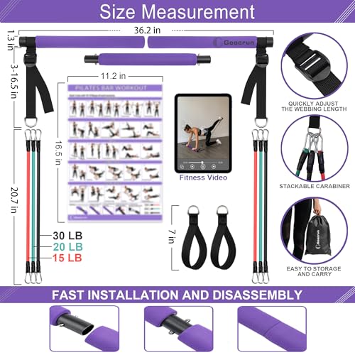 Portable Pilates Bar Kit with Resistance Bands - Full-Body Workout