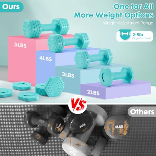 Adjustable Dumbbell Set for Women - 4 in 1 Weights, Blue