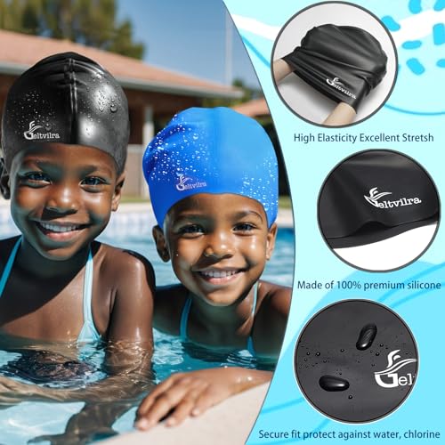 Fuchsia Extra Large Kids Swim Cap for Long Hair Dreadlocks & Braids Waterproof Silicone Turban