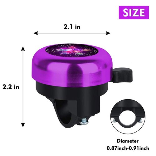 Kids Bike Bell, Aluminum Bicycle Bell for Kids Girls Toddlers Gifts, Cute Clear Sound Children's Bike Accessories Bell Ring, Adjustable Size Lovely Bike Horn Purple