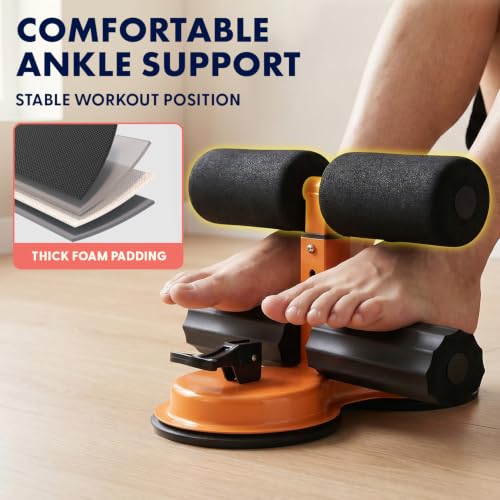 Sit Up Bar with Suction Cups - Adjustable Core Trainer - Black & Orange