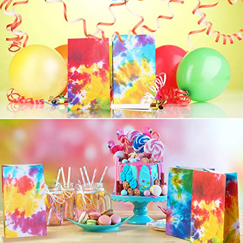 Zonon Tie Dye Paper Bags, 24 Pcs Party Favor Bags for Birthday Gift