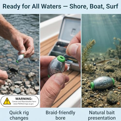 Egg Sinkers Assortment 36 Pack - 1/8oz to 1oz, 5 Sizes