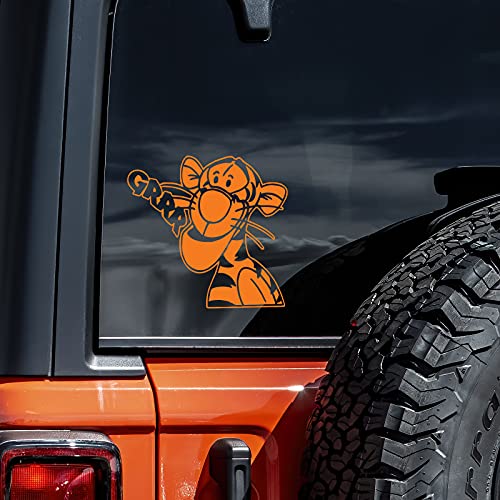 Tiger Cartoon Vinyl Sticker Decal - 5.5" x 5.5" - Orange