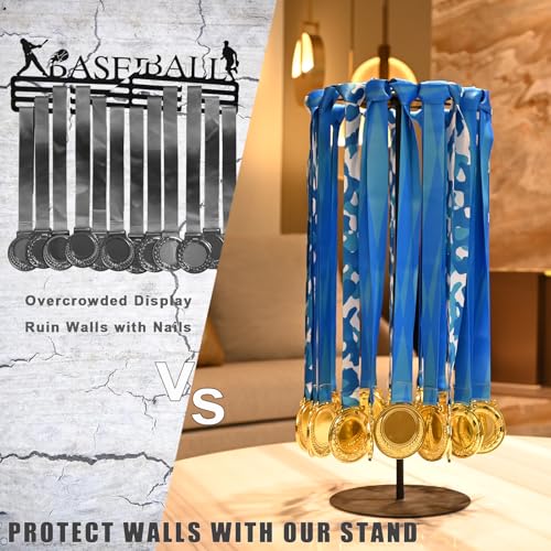 360° Rotating Medal Display Stand - Holds 45+ Medals - Black