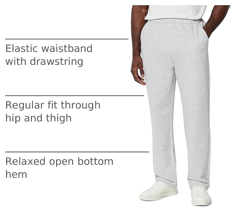 Men's Regular-Fit Soft Cotton Open-Hem Sweatpants - XX-Large Light Grey Heather