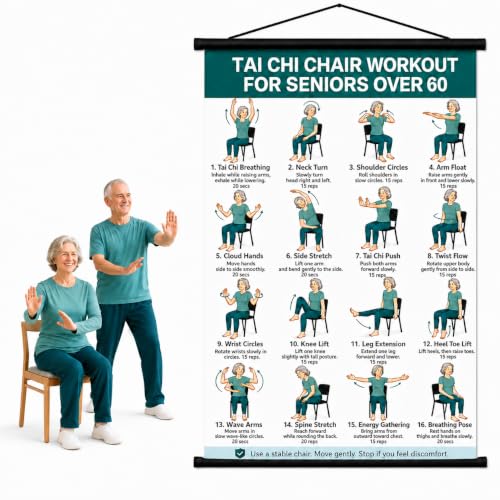 Tai Chi Chair Workout Chart for Seniors - Green, 16 x 24 in