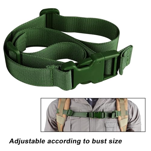 Adjustable Backpack Sternum Strap Chest Belt with Buckle - 4 Pack - Green