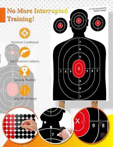 Silhouette Shooting Targets 17x25 Inch - Paper Range Practice - 10 Pack