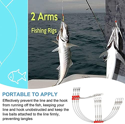 Fishing Leaders - 6-Pack White Nylon Monofilament, 2-Arm Rig