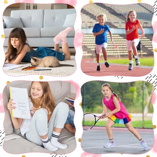 Kids Athletic Crew Socks - 6 Pairs for Girls