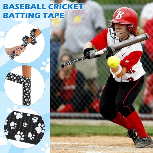 Non-Slip Bat Grip Tape for Baseball & Softball - 1.1mm - Black Paw