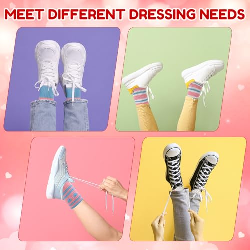 Girls Athletic Crew Socks - 6 Pairs, Ages 6-10, Blue Pink White