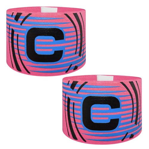 Soccer Captain Armbands - 2Pcs Adjustable Nylon - Arc Pink