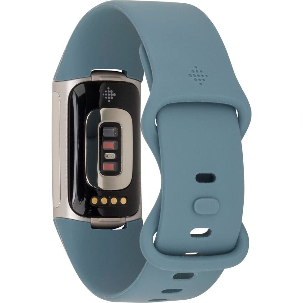 Fitbit Charge 5 Advanced Health & Fitness Tracker with Built-in GPS, Stress Management Tools, Sleep Tracking, 24/7 Heart Rate & More, Mineral Blue, One Size S & L Bands Included, Steel Blue/Platinum