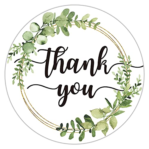 50 Greenery Thank You Stickers - 2-Inch Adhesive Labels for Favors & Gifts