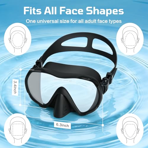 KOMETRA Adult Swim Goggles with Nose Cover - Black Wide View No Leak Diving Mask for Men Women Youth