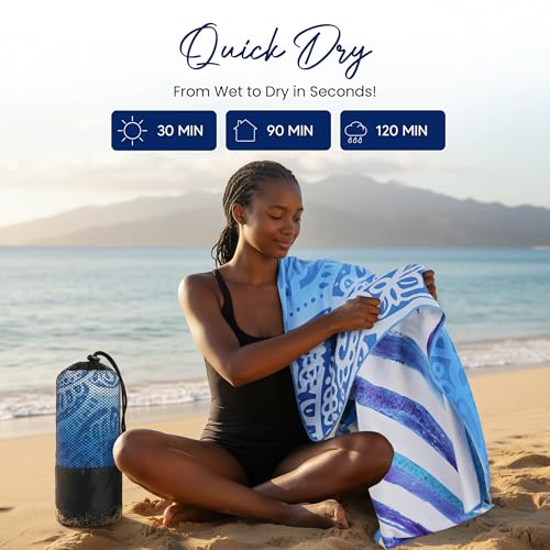 Microfiber Printed Beach Towel - 32x71 Inch, Pacific Bloom
