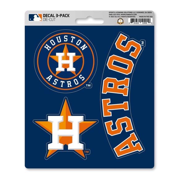 FANMATS 39313 Houston Astros Decal 3-Pack - Team Vinyl Die-Cut Car, Laptop & Gear