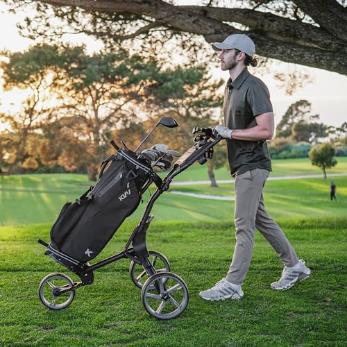 Lightweight 3-Wheel Golf Push Cart with Umbrella Holder - Charcoal