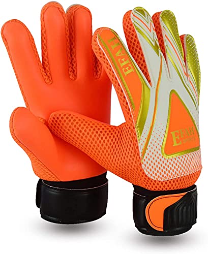 Goalkeeper Gloves for Kids - Size 4, Orange, Ages 6-9