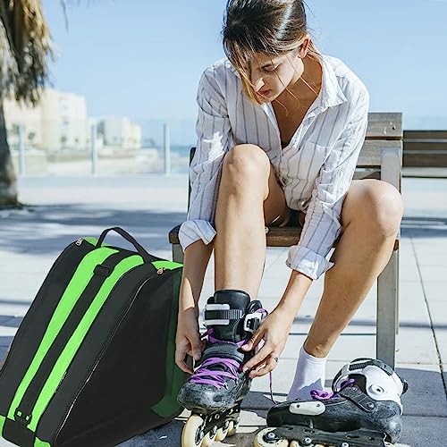 Large Capacity Ice Skate Bag - Green, Fits Quad & Inline Skates