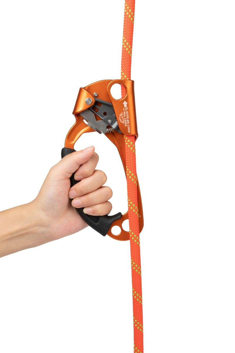 Zeluga 15-293 Quick Up Rope Ascender for Both Hand, UIAA & ISO & CE Certified Hand Ascender, Rope Clamp for 8~13MM Rope, Blue/Orange