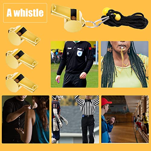 3-Piece Stainless Steel Whistles with Lanyards - Loud Metal Sports Whistles for Coaches & Emergency Use
