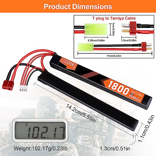 11.1V 1800mAh Airsoft Nunchuck Split Pack LiPo Battery - T-Plug