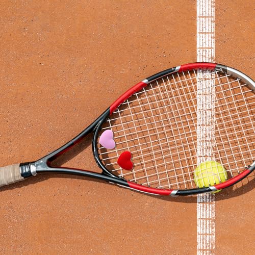 4pcs Tennis Racket Vibration Dampeners - Heart Shaped Silicone Shock Absorbers