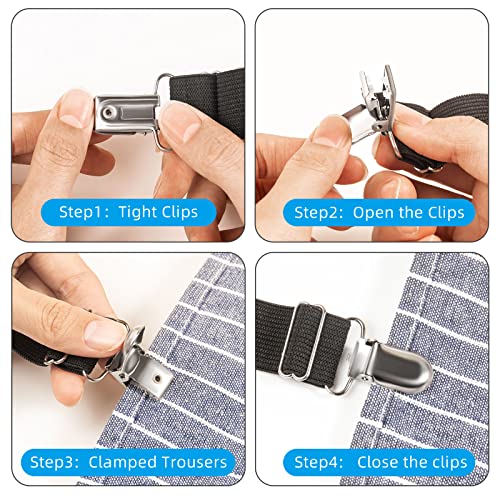 Adjustable Boot Straps Clips for Pants - Black