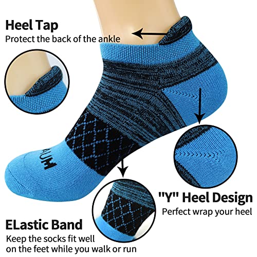 BIOAUM X-Large Multicolor 6 Pairs Men’s Cushioned Ankle Socks, Athletic Low Cut Running