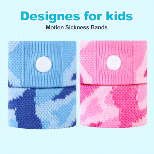 Motion Sickness Relief Bands for Kids - Anti-Nausea Acupressure - Camo Blue