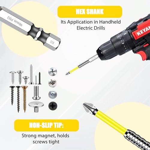 High Magnetic Screwdriver Drill Bit Set, 2025 Upgraded K5 Impact Resistant Strong Magnetic Comprehensive Screwdriver Set Anti Slip Drill Bits Premium Screwdriver Bit Set (6PCS)