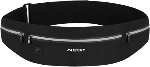 GUZACK Slim Running Belt - Ultra-Light Waterproof Waist Pack for Phones Up to 6.8'' | Reflective Design, 3 Pouches