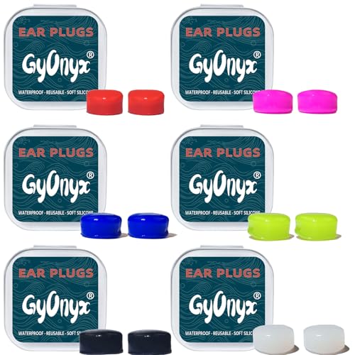 Moldable Silicone Ear Plugs - 6 Pairs in 6 Colors with Cases