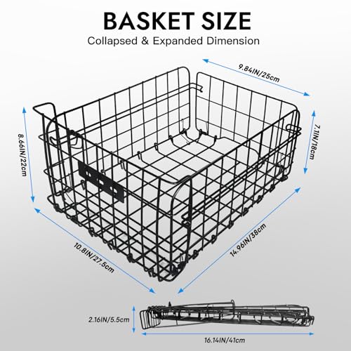 RAYMACE Bike Rear Basket with Insulated Liner, Rainproof Cover & Cargo Net