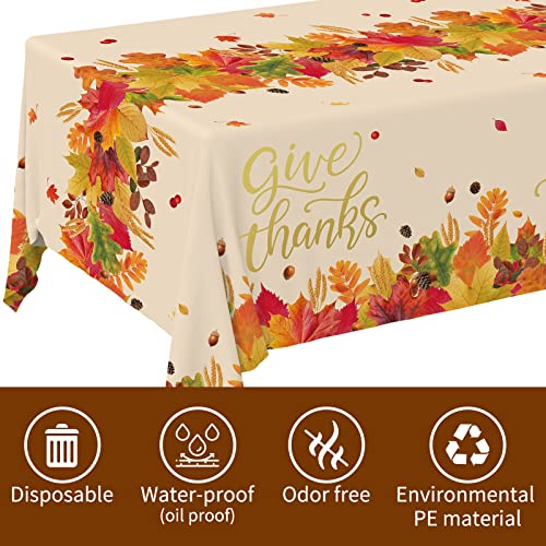 Thanksgiving Tablecloth - 3 Pack Disposable Plastic Cover 54"x108"