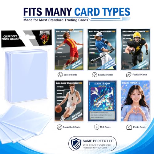1000 Clear Card Sleeves for Trading Cards - Soft Penny Protectors