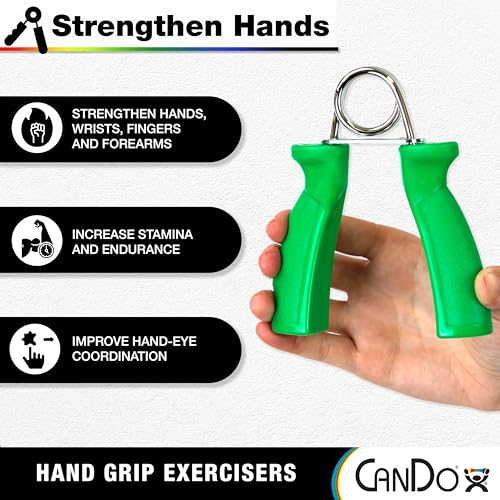 CanDo Ergo Grip Hand Exerciser Set – 5 Pairs, X-Light to X-Heavy (5 Colors)